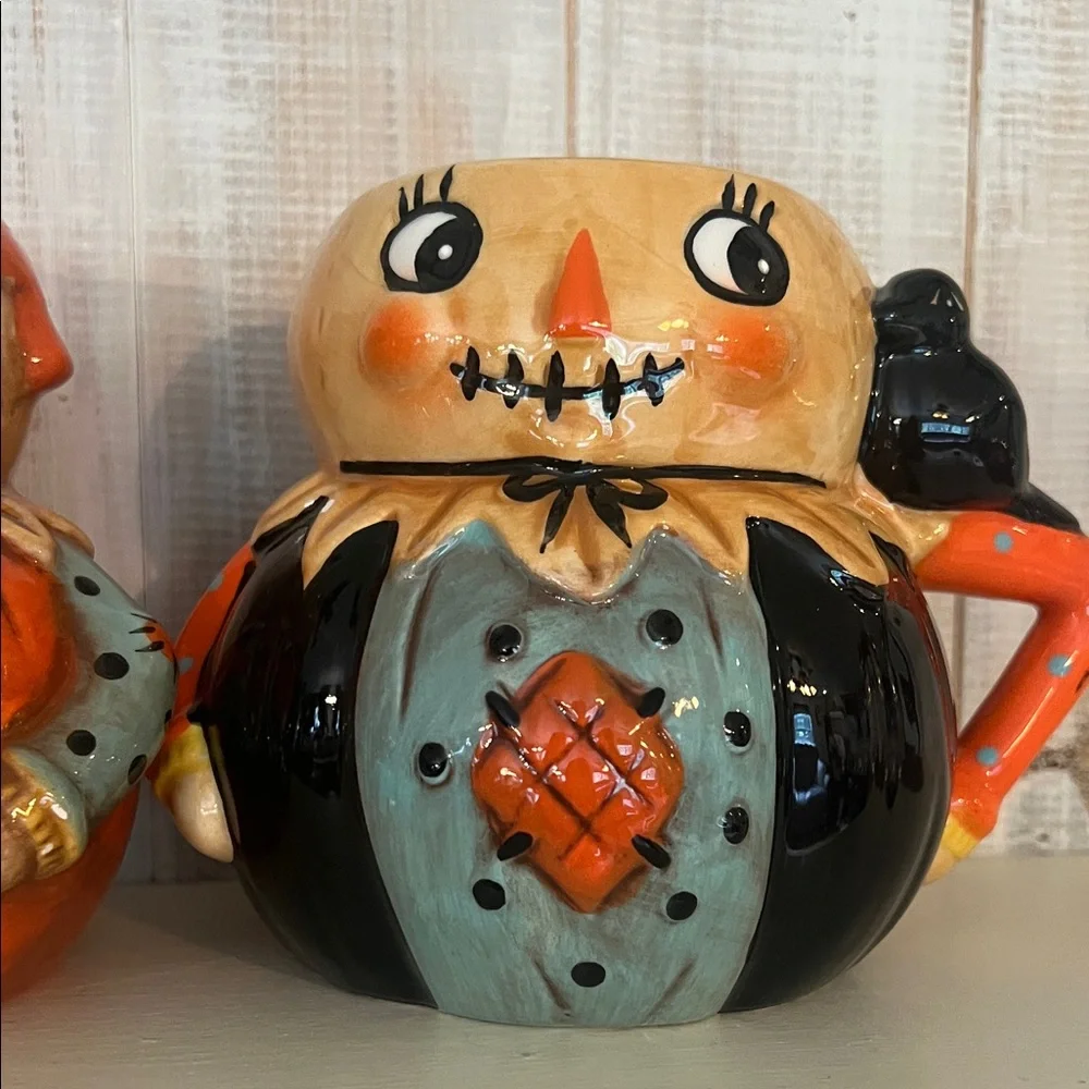 Scarecrow Mugs with Crow Detail Vintage Fall Halloween Decoration Set‎